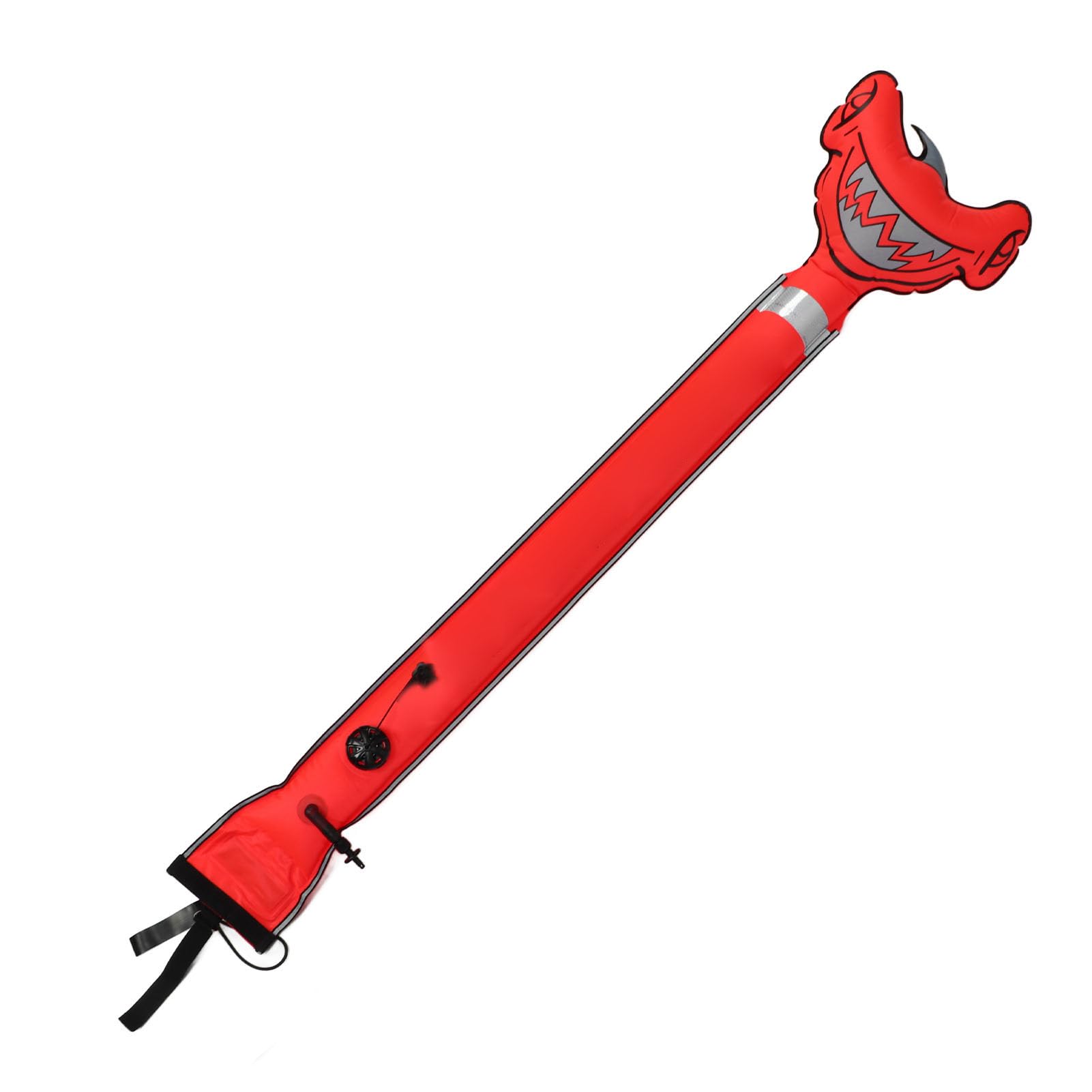 Boya marcadora de Superficie Buceo Inflable Tubo de Seguridad Boya de señal de tiburón Martillo Alta Visibilidad para Snorkel Pesca submarina Nylon Duradero Naranja 150x36.5cm