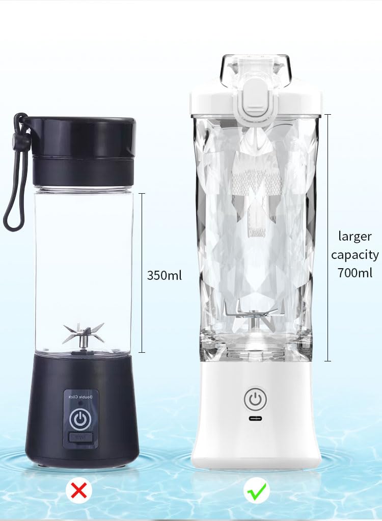 Mélangeur portable pour milkshakes et smoothies rechargeable par USB, mini presse-agrumes avec 6 lames et couvercle, mixeurs auto-nettoyants à portion unique de 652 g pour voyage, maison, bureau