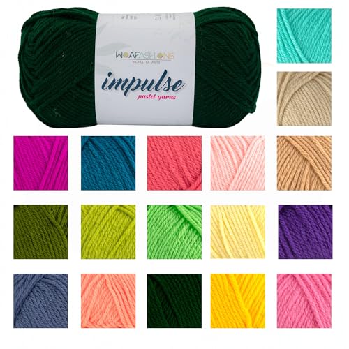 Image of WOAFashions Impulse Hand Knitting & Crochet Yarn, Premium Acrylic, 4 : Medium (Zucchini) (2x100gms / 3.5oz / 200mtr / 218yds)