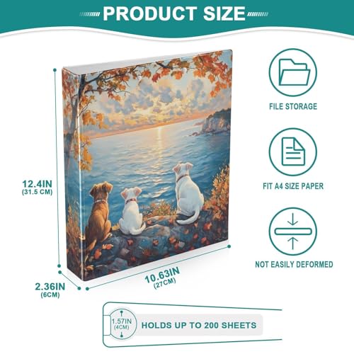 Image of 3 Ring Binder Funny Three Dogs Sunset 1.5 inch Binders