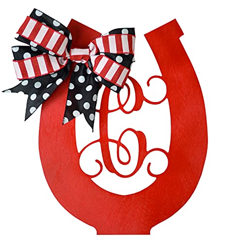 Horse Racing Decor Wooden Derby Horseshoe Monogram Door