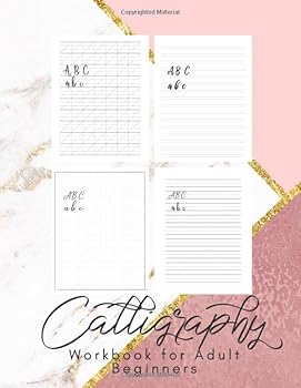 Paperback Calligraphy Workbook for Adult Beginners: 160 Sheets Handlettering and Calligraphy Practice Paper for Beginners - Modern 160 Sheet Notepad with Slant ... Handwriting Practice Sheets Geo Marble Pink Book