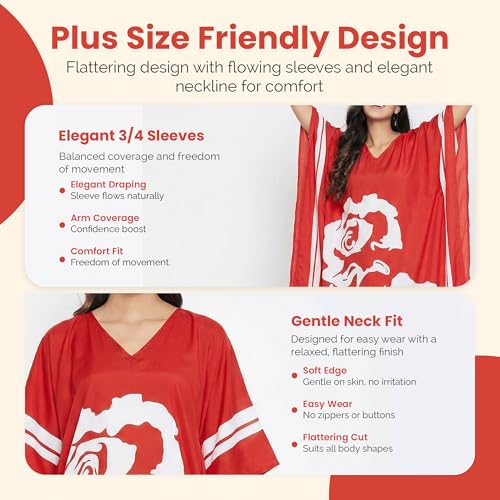 Image of Oussum Women Plus Size Dresses Kimono Caftan Maxi Dress Floral Polyester Long Mumu House Beach Cover Up 1X-3X Summer Wear