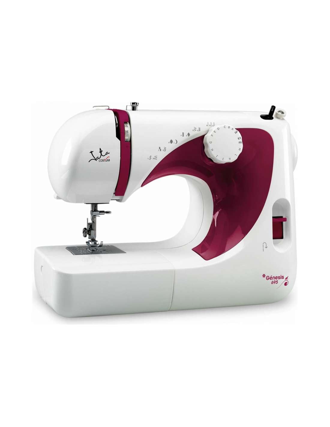 Jata MC695 Máquina de Coser con 13 Diseños de Puntada Pespunte y Zigzag Ojal en 4 Tiempos Con Pedal Portatil Gracias a su Diseño Compacto y su Bajo Peso de 5,​9 kg