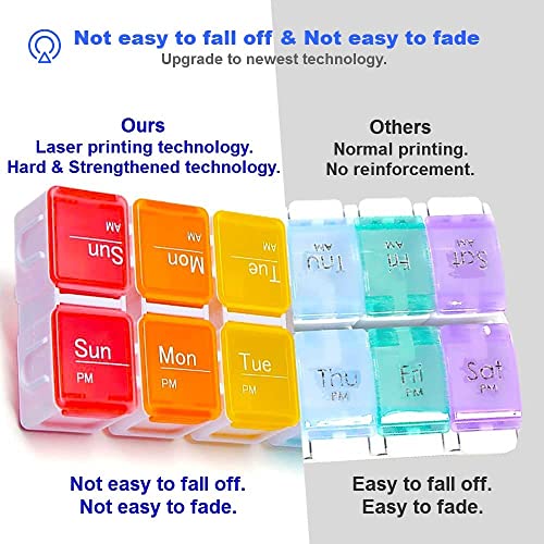 Tbsoon HTV-5150-XY 7 Day Pill Organizer,4 Reminder Alarms, Loud Sound,14 Large Compartments,Large Screen,Moisture-Proof Design,Hold Vitamins,Fish Oil,Supplements,Weekly Pill Box/Cases,Daily Medicine Dispenser thumb #4