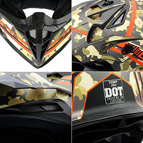 Image of SLMOTO Adult Motocross Motorcycle Helmets Camouflage ATV M DOT Certified | Durable composite shell full face motorcycle helmet. Removable lining, breathable multi-ventilation design, perfect gift