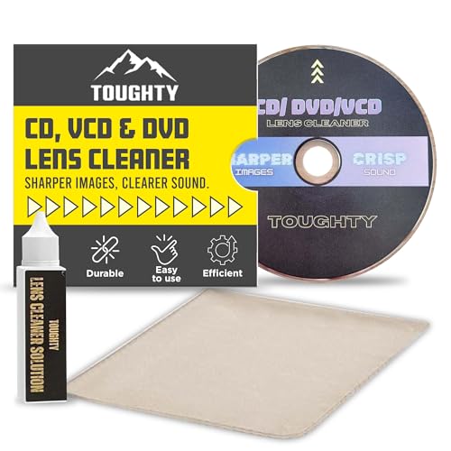 Toughty CD Laser Lens Cleaner Disc Cleaning Set for CD/VCD/DVD Player, Brush Cleaning System Safe and Effective