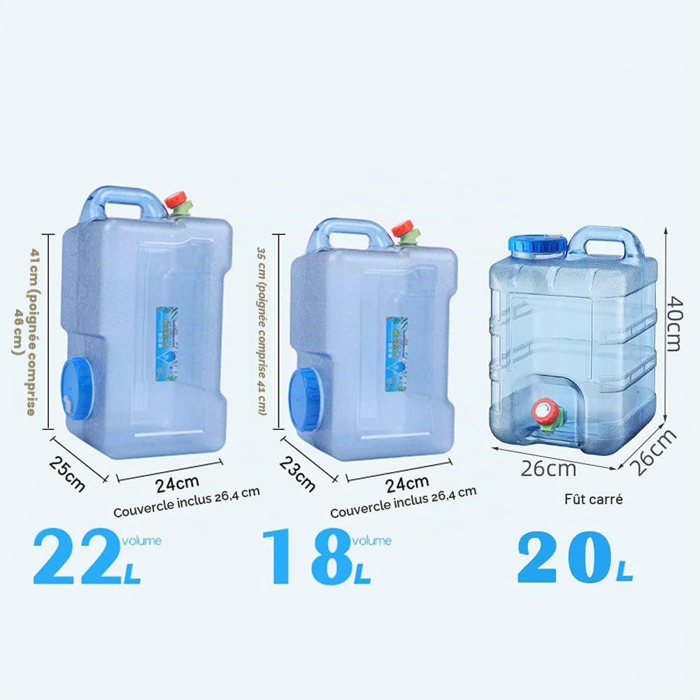 Starnearby Bidon d'eau avec Robinet, Réservoir d'eau Potable, Jerrican Alimentaire Camping, Conteneur d'eau sans BPA avec Robinet de Rechange, Tuyaux, Brosse pour Camping, Randonnée