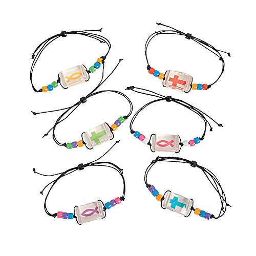 Fun Express Faith Stone Bracelets Craft Kits - Makes 12 - Religious, Sunday School and VBS Crafts