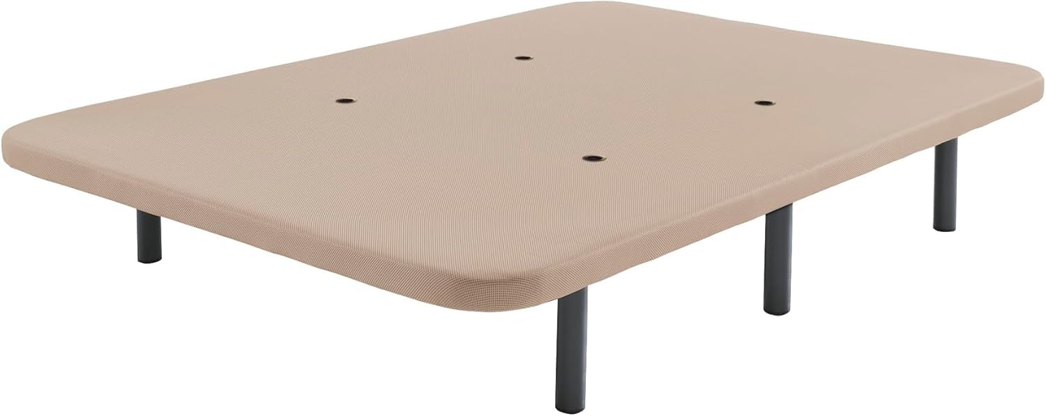 SHIITO | Base Tapizada 135x190 cm | Tejido 3D en Tela de Color Beige | Incluye Válvulas de Transpiración | Juego de 6 Patas