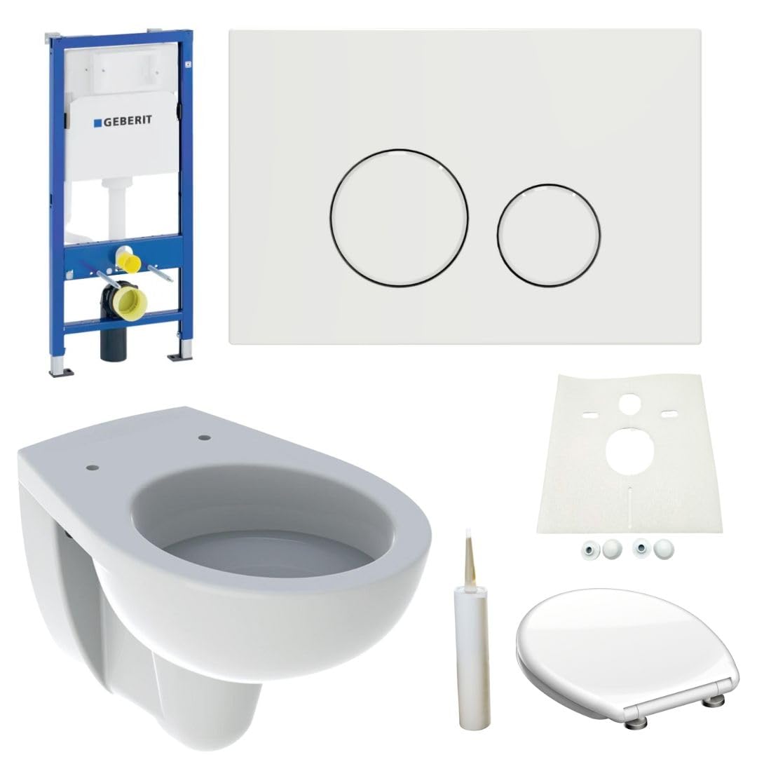 Duofix Vorwandelement Hänge WC Toilette mit Drückerplatte Lupo10 weiß Komplettset