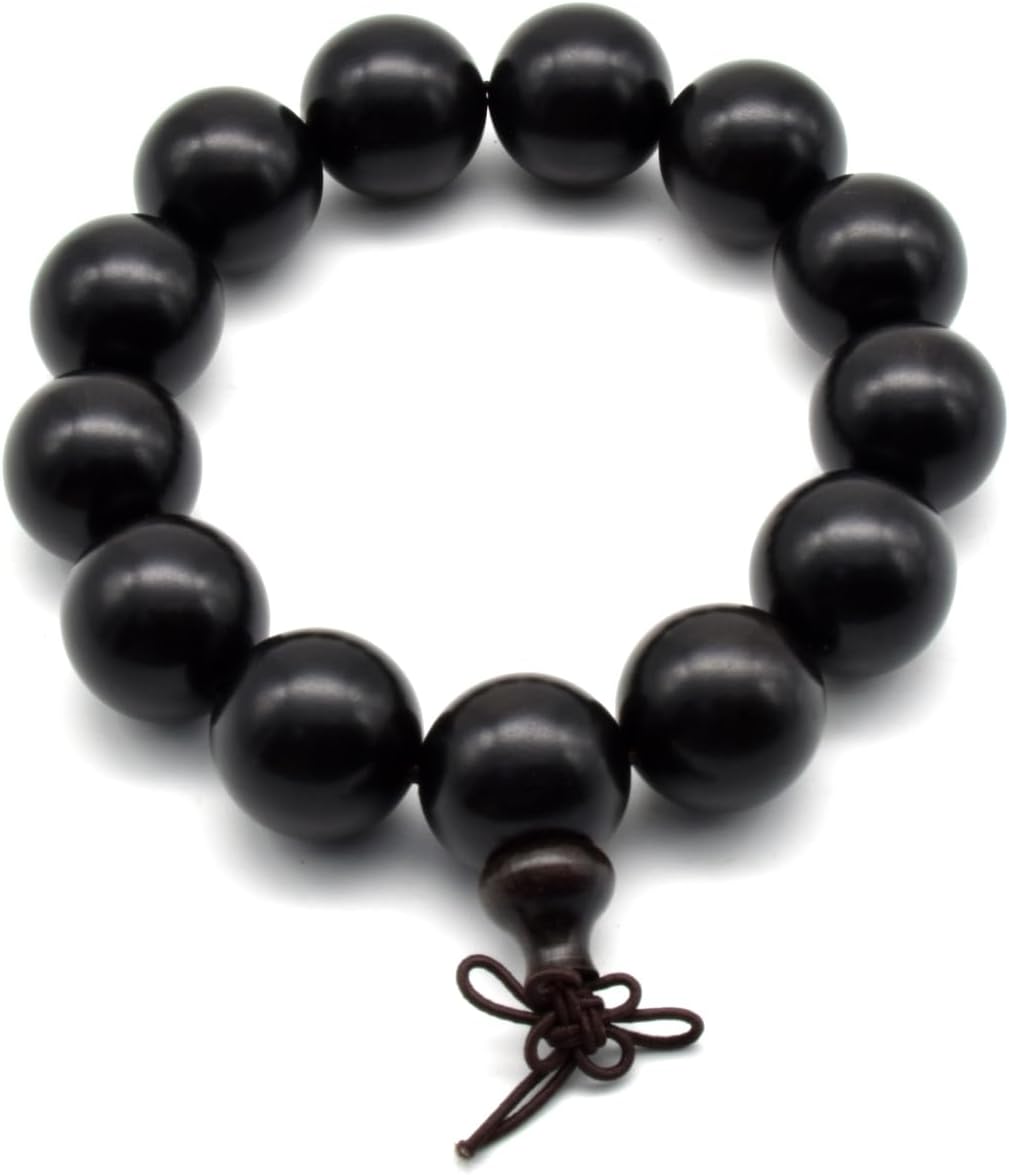 Zen Dear Unisex Natural Ebony Buddhist Prayer Bead Buddha Necklace Buddhism Bracelet Tibetan Prayer Mala Beaded 108 Wood Beads Black - Image 4