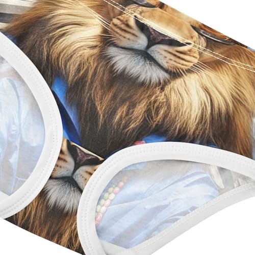 Funny Photorealistic Lion Blue Little Girl Panties Toddler Girls Underwear Cotton Animals Undies Kids Briefs 2t4