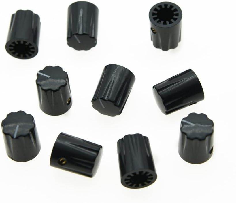 KAISH 10pcs Black Guitar Scalloped Edge Amplifier Knob Cylinder Effect Pedal Knobs