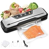 Toprime Vacuum Sealer Machine VS6612, 80kPa Powerful Food Sealer Built-in Cutter with Sealing Bag and Hose, Vacuum Air Sealing System for Seal a Meal and Sous Vide