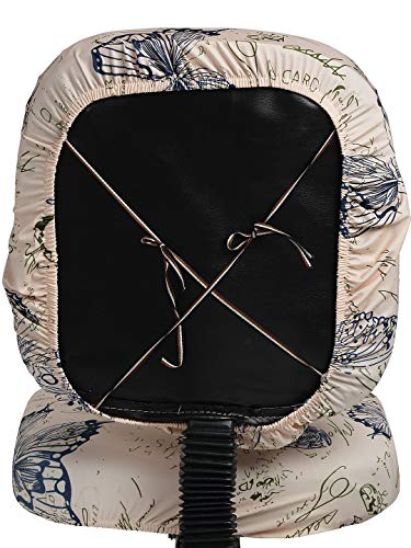 Image of Cortina Corporate Office Chair Covers | Removable Chair Protector | Executive Rotating Chair Seat Case | Stretchable Elastic Polyester Spandex Fabric | Abstract Print - Beige | Chair Cover Set of 1