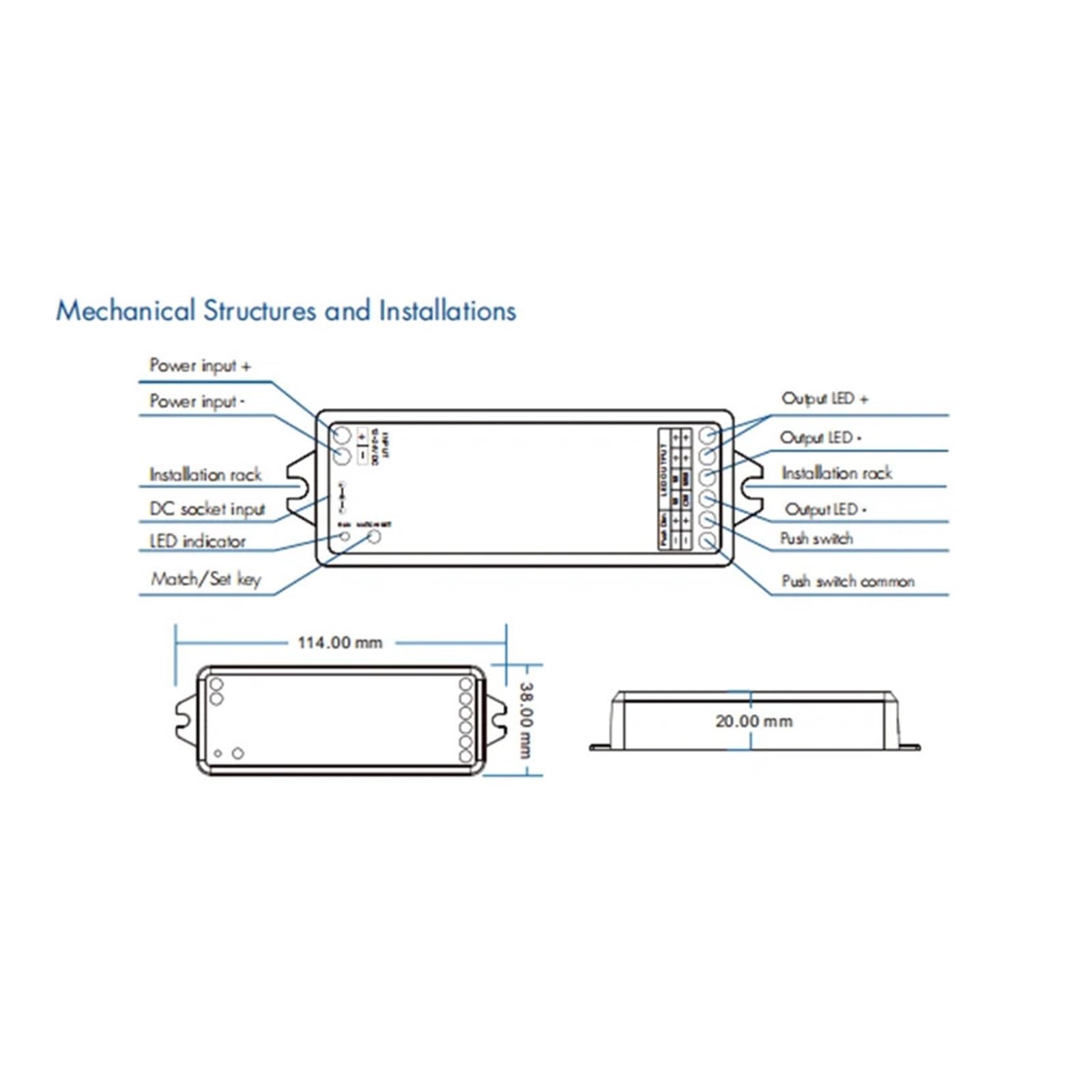 Controlador LED atenuador LED 12V 24V 36V DC 2CH 2,4G interruptor atenuador WW CW CCT controlador WT1 controlador LED(WT1 and R11)