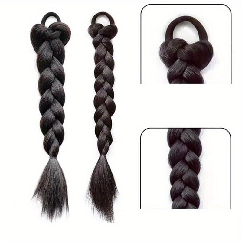 Image of 24 inch Heat Resistant Clip In Synthetic Straight Hair Extensions - Synthetic Hair Extension /Ponytail Long Braided Ponytail With Elastic Hair Ties Synthetic Hair Extensions (Style 6)