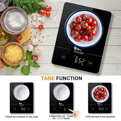 himaly Bilancia da Cucina, 5Kg/1g Bilancia Elettronica Digitale Alta Precisione Misurazione Display LED Multifunzione da Cucina e Acciaio Inossidabile Usato Come Sveglia