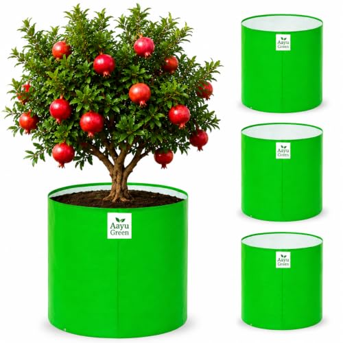 Image of Grow Bag UV Protected 260 GSM | HDPE Grow Bags for Plants | Heavy Duty Green Garden Plant Grow Bag with Drainage Holes | Reusable Vegetable Grow Bag for Terrace Gardening (4, 22X22)