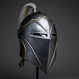 Medieval Knight Helmet, Steel Construction with Plume, Decorative Battle Armor Replica