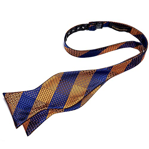 Image of DiBanGu Paisley Bow Ties for Men Silk Self Tied Bowtie and Pocket Square Cufflinks with Lapel Pin for Wedding Party
