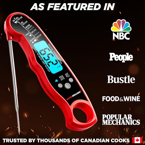 Alpha Grillers Meat Thermometer Digital - Instant Read Food Thermometer for Cooking Grilling Air Fryer BBQ Kitchen - Blackstone Griddle Accessories - Gifts for Him Husband - Gifts for Birthday Men Dad