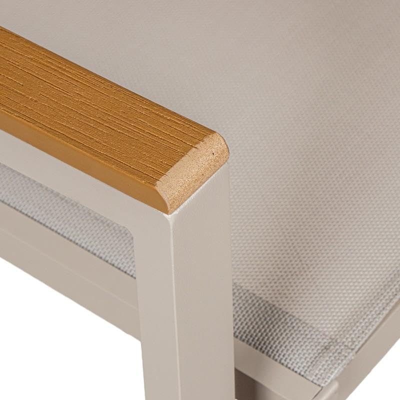 Chaise d'extérieur en aluminium DRW crème 86x50x60 cm pour jardin
