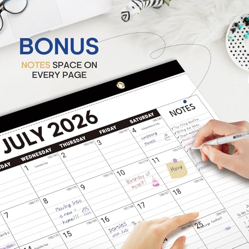 Image of 12 Pack of Desk Calendar 2026-2027, 18-Month Calendar Runs from July 2026 to December 2027, Large 17 inch x 12 inch Monthly Desktop & Wall Calendar for Home & Office - Black
