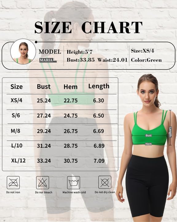 Vista 6 de Attifall Sujetador deportivo corto con copa BC, de bajo impacto, con correa de espagueti, para yoga, gimnasio, entrenamiento