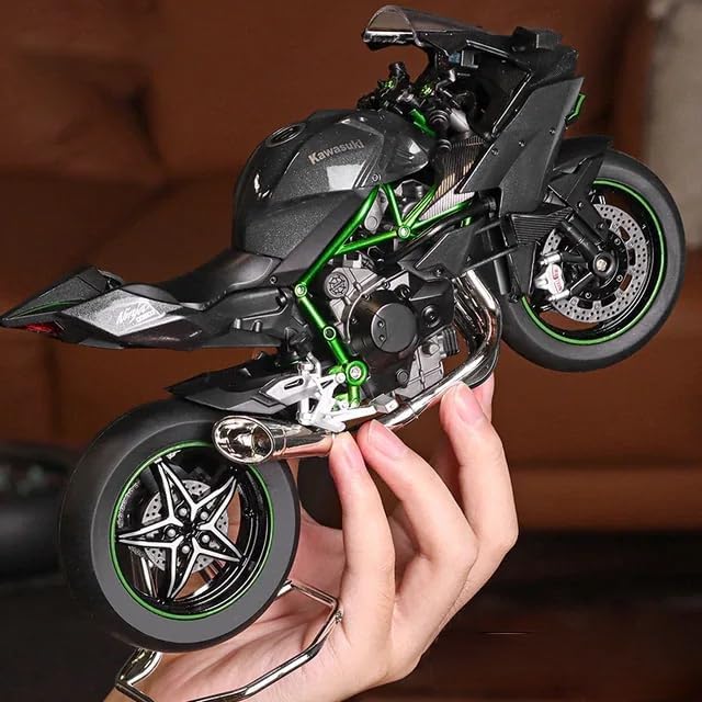 Image of FEXXA Police Motorcycle Toy - Pull Back Motorcycle Toys, Tiny Gift with Music Lighting, Latte Motorcycles Toy for Kids Boys Age 3-8 Year Old [Multicolor] (KA-WASAKI Ninja H2R)