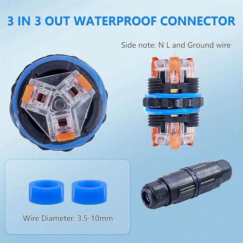 Connecteur de câble électrique IP68 à 3 broches pour boîte de jonction extérieure