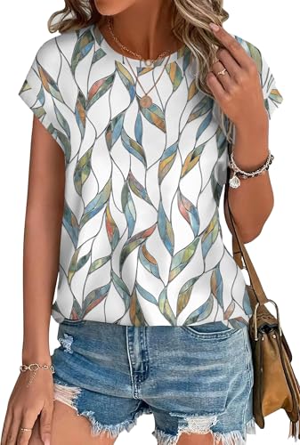 xieerduo womens tops short sleeve shirts blouses for women dressy casual cap sleeve tops with curved hem