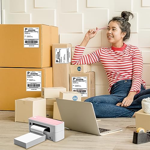 Image of Phomemo Genuine 4X6 Thermal Shipping Label 100 Labels per Stack - 4x6 FanFold Thermal Labels Compatible with Phomemo Shipping Label Printer, Strong Adhesive Shipping Labels, Commercial Grade