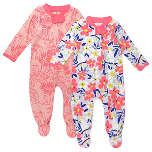 Image of HonestBaby Footed Sleep & Play Pajamas Organic Cotton for Infant Baby Girls (LEGACY)