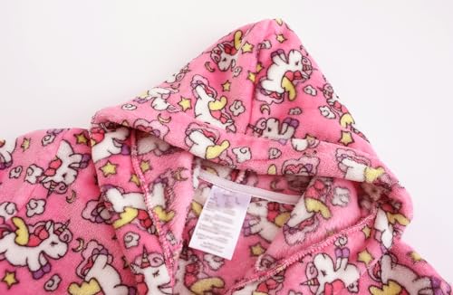 Image of Kids Hooded Bathrobe Girls Soft Plush Hooded Flannel Pajamas Sleepwear Boys Spa Robe