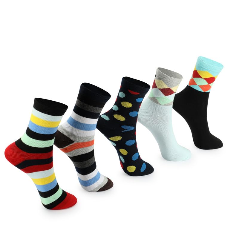 Image of Kids Boys Socks - Printed Cotton Kids Socks | Soft and Comfortable, Sock for Boys | Stylish & Durable Boy Sock for Everyday - Pack of 5 Pairs