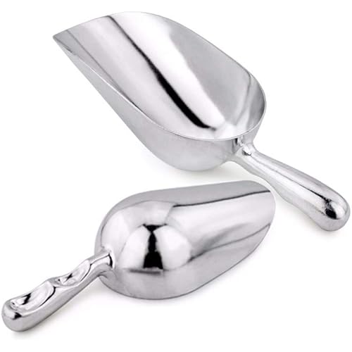 (Set of 2) 5 Oz Aluminum Scoop, Small Utility Scoop for Dry Goods Spices, Popcorn, Flour, Great for Bar, Candy Buffet, Wedding, Party, Heavy Duty Pet Food Scoop
