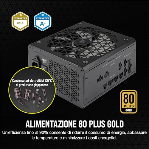 RM750x SHIFT Alimentatore Modulare Compatibilità con ATX 3.1 e PCIe 5.1 - Modalità della Ventola Zero RPM - Efficienza 80 PLUS Gold - Alimentatore - Immagine 4