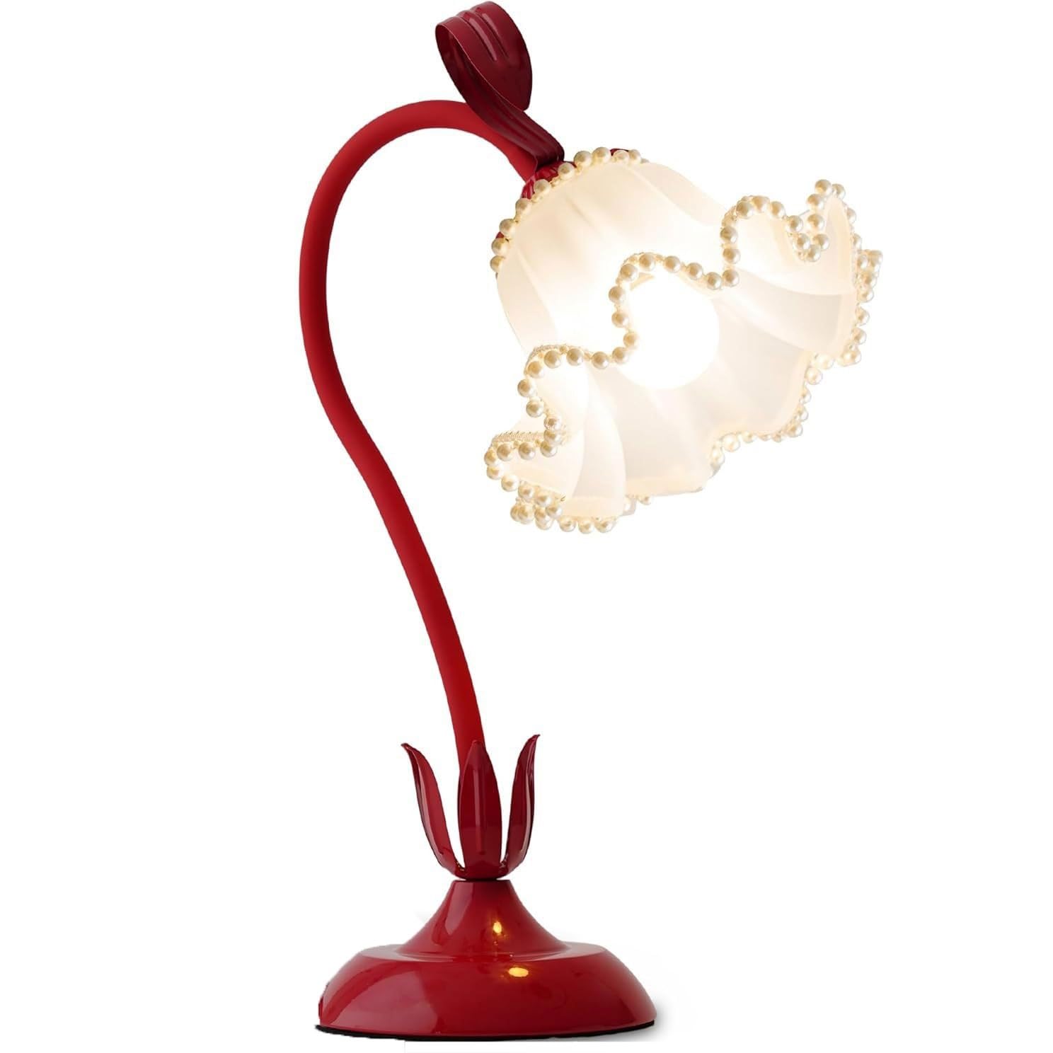 Zeng25liangOu-12 Bedside Lamps Countryside Flowers Romantic Bedroom BedHead Nightlight Atmosphere Decorative Flower Desk Lamp(Red)