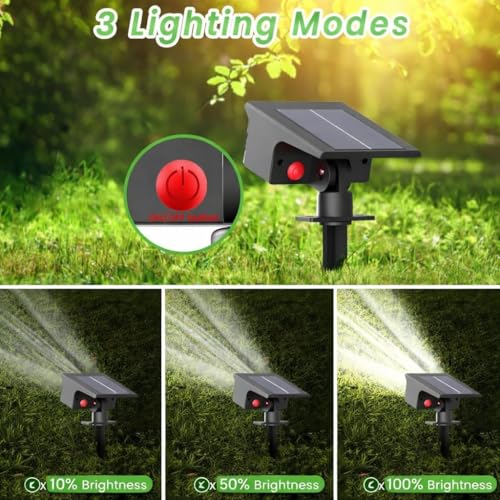 Image of XERGY Solar LED Spot Lights | Waterproof Outdoor Landscape Lighting | 3 Brightness Modes | Adjustable Head | 2 Install Options (Wall Mount & Ground Stake) | Auto On /Off for Garden, Lawn & Pathway