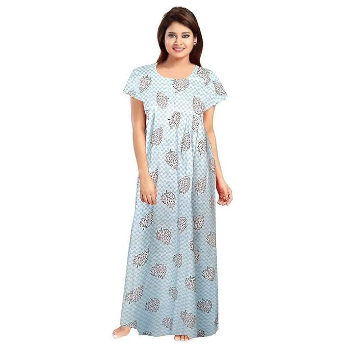 Image of Nighty for Women Cotton Printed Maxi Gown Ankle Length Nighty Night Dress Gown for Women Maxi - Free Size (Pack of 4)