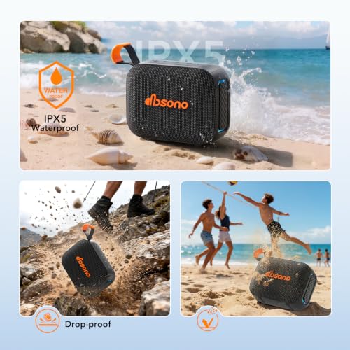 Image of Portable Bluetooth Speaker Line-in Support: IPX5 Waterproof, Black