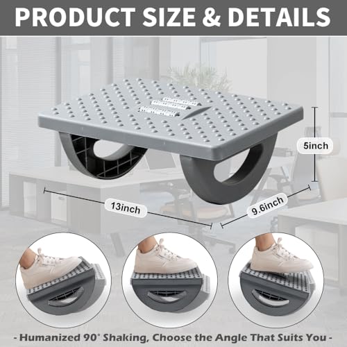 Image of CasaZenith Foot Rest for Under Desk at Work - Ergonomic Foot Stools for Under Office Desk - Rocking Footrest with Roller Massager - Leg Rest for Chair, Computer Gaming -13 inch L x 9.6 inch W x 5 inch H (Gray)