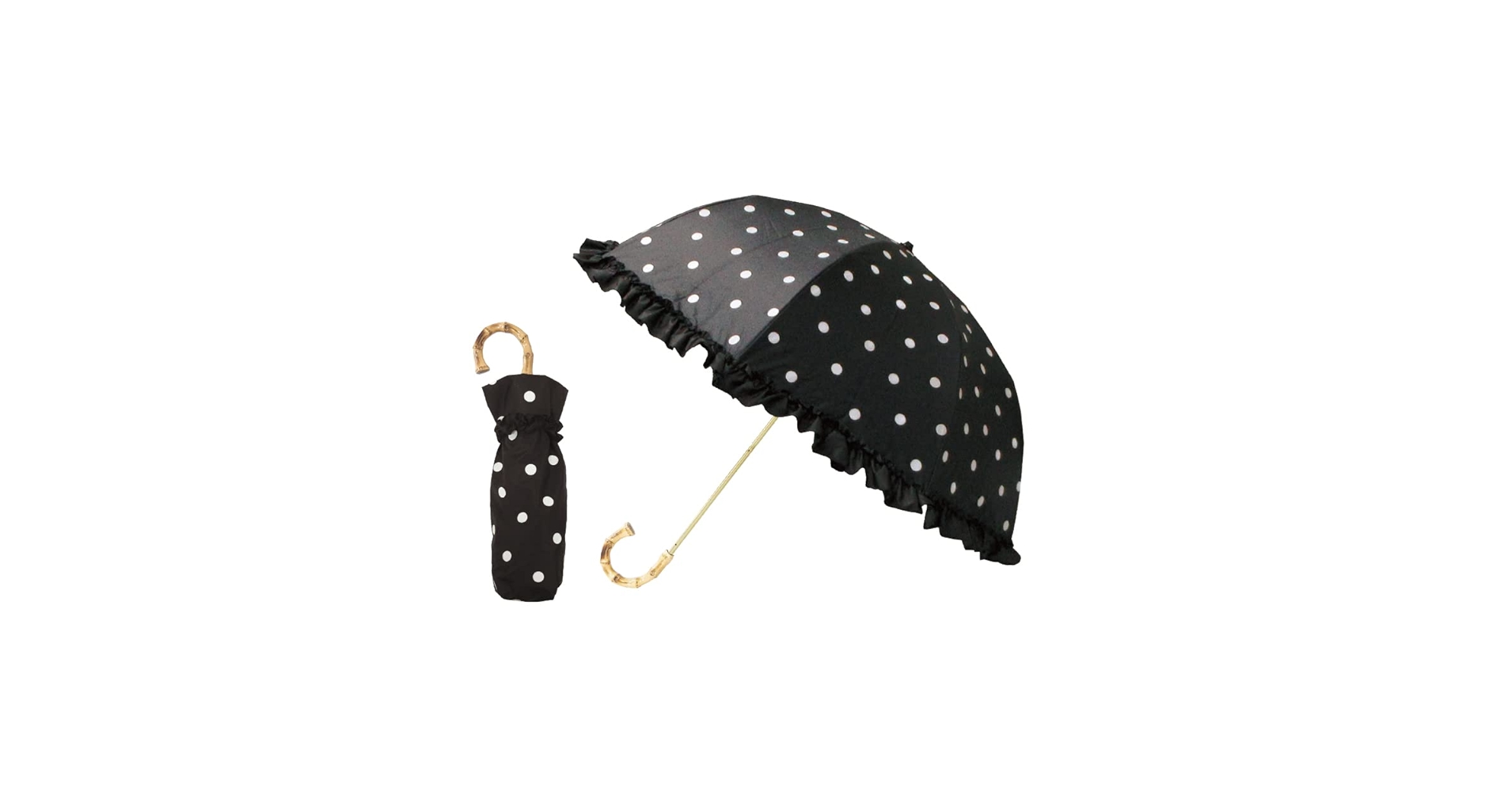 ピコ　新品未使用　フリル　日傘　晴雨兼用　ブラック 日傘 完全遮光 傘 フリル傘 ライン傘 8本骨 軽量 晴雨兼用 長傘