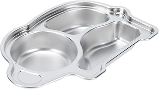 Toyvian 1 Peça Prato De Jantar De Aço Inoxidável Pratos Para Bebês Talheres Para Crianças Bandejas De Comida Divididas Pratos De Servir Dividido Prato De Emagrecimento Bandeja De Comida