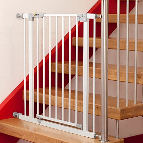 Hauck Türschutzgitter/Treppenschutzgitter für Kinder Open N Stop KD Safety Gate, 84-89 cm breit/weiß & Y-Spindel, für Geländer, für hauck Schutzgitter Autoclose N Stop, 75-80 cm, 2 Stück, weiß