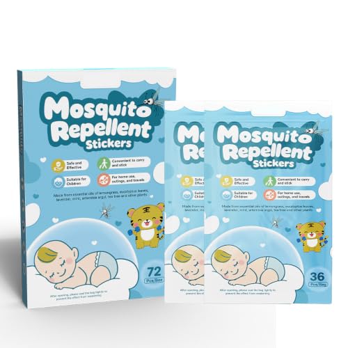 Pegatinas Antimosquitos Niños,Parches Antimosquitos de Colores 72 Piezas, Pegatinas Repelente de Mosquitos para Ropa y Mochila, Diseño Infantil para Actividades al Aire Libre