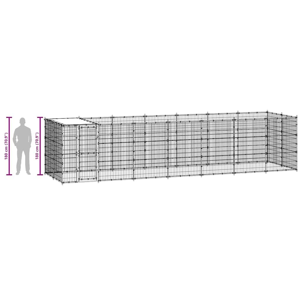 Capota para perros con toldo de acero galvanizado de 16,94 m2 para perros con rejilla, recinto para cachorros, parque y jardín, protección segura para entrenamiento