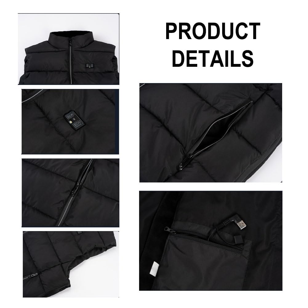 Gilet Riscaldato Leggero Uomo, Gilet Riscaldato con Regolazione Temperatura e Porta USB Riscaldamento Intelligente 15 Zone Lavabile in Macchina XS/S
